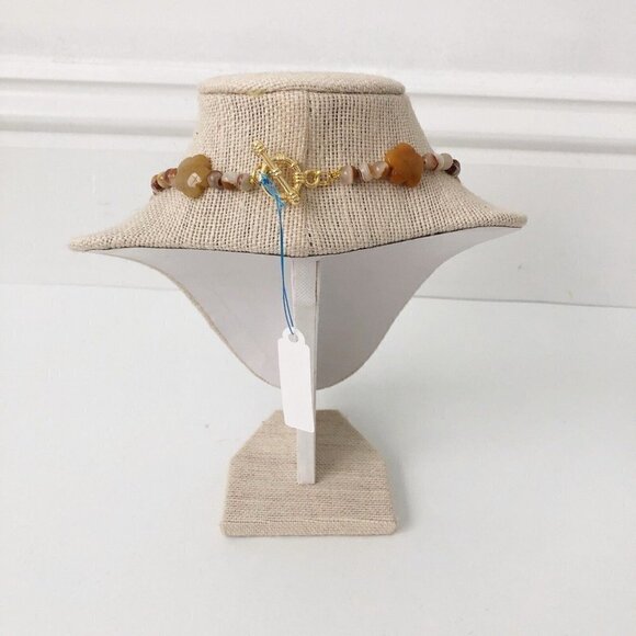 NWT Genuine Zebra Jasper, Citrine, Agate, Lampwork Glass Necklace Beaded Orange - Picture 5 of 6